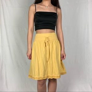 b.u.m. equipment small mustard yellow drawstring mini skirt